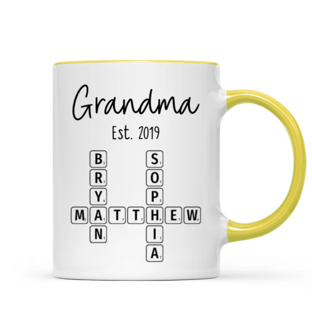 Grandma Mom Est. Crossword Puzzle Art Personalized Mug - Image 16