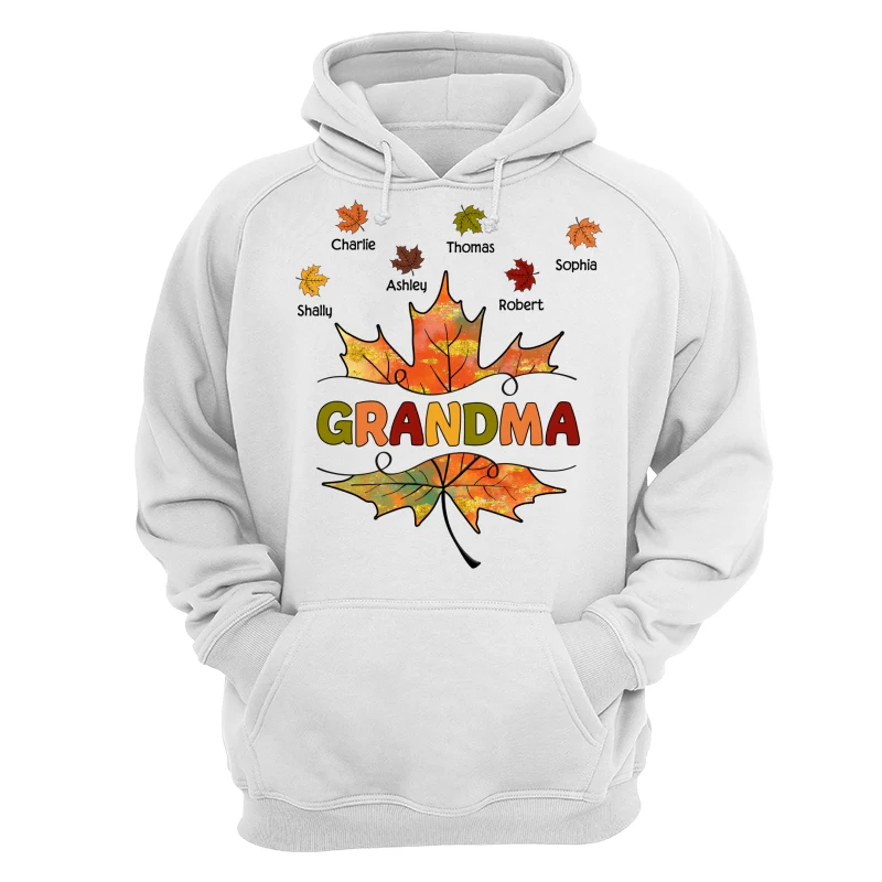 Grandma Mom Fall Leave Cut Through Personalized Shirt - Image 13