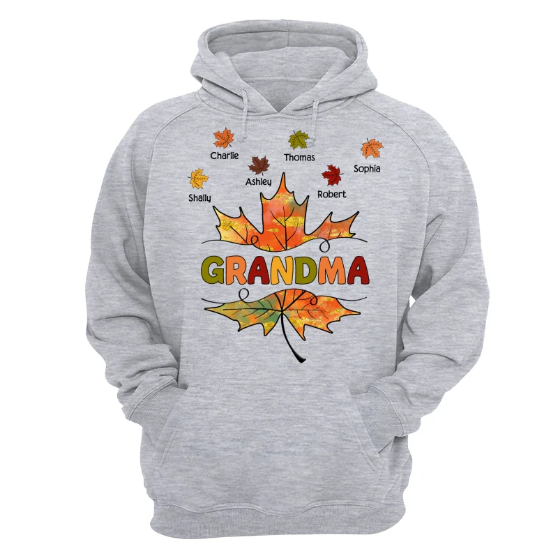 Grandma Mom Fall Leave Cut Through Personalized Shirt - Image 14