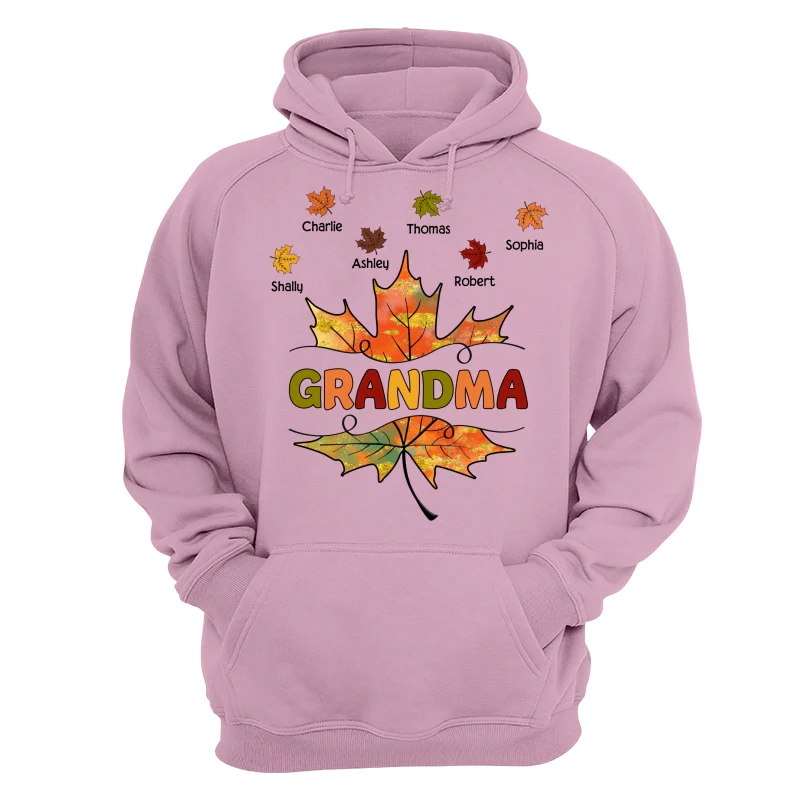 Grandma Mom Fall Leave Cut Through Personalized Shirt - Image 15