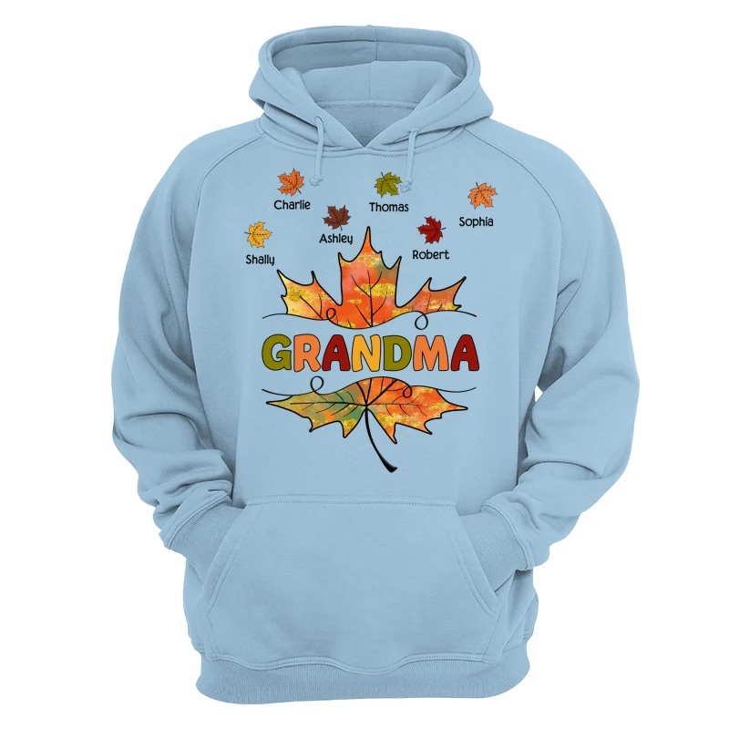 Grandma Mom Fall Leave Cut Through Personalized Shirt - Image 16