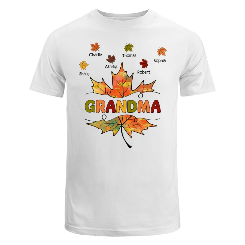 Grandma Mom Fall Leave Cut Through Personalized Shirt - Image 5