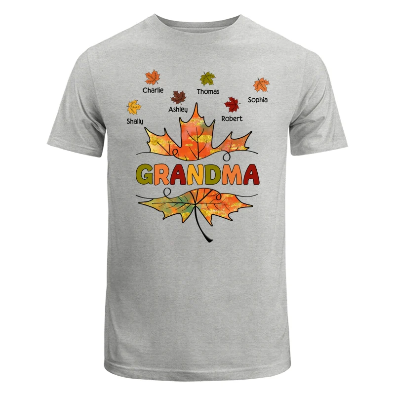 Grandma Mom Fall Leave Cut Through Personalized Shirt - Image 6