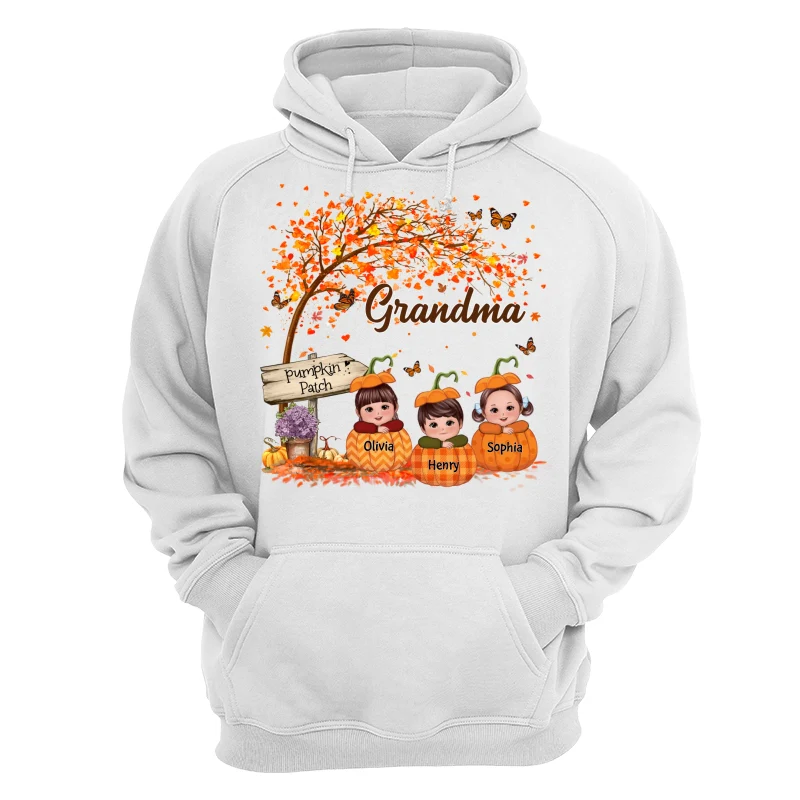 Grandma Mom Fall Season Kids Laying On Pumpkins Personalized Shirt - Image 13