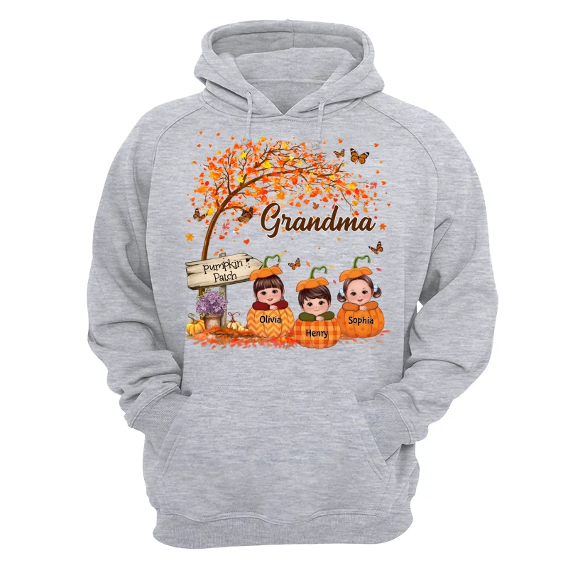 Grandma Mom Fall Season Kids Laying On Pumpkins Personalized Shirt - Image 14