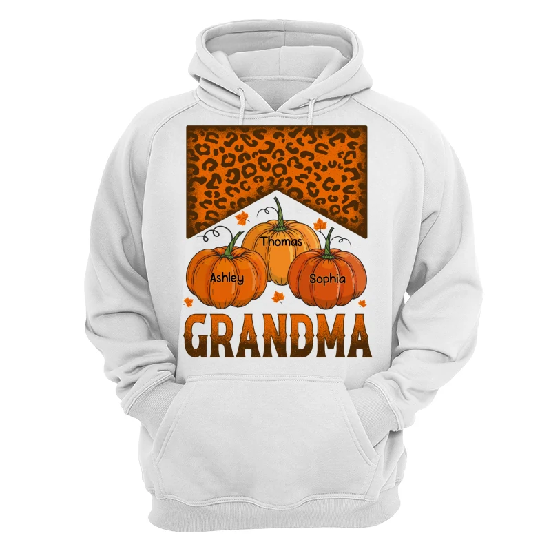 Grandma Mom Fall Season Leopard Pumpkins Personalized Shirt - Image 13