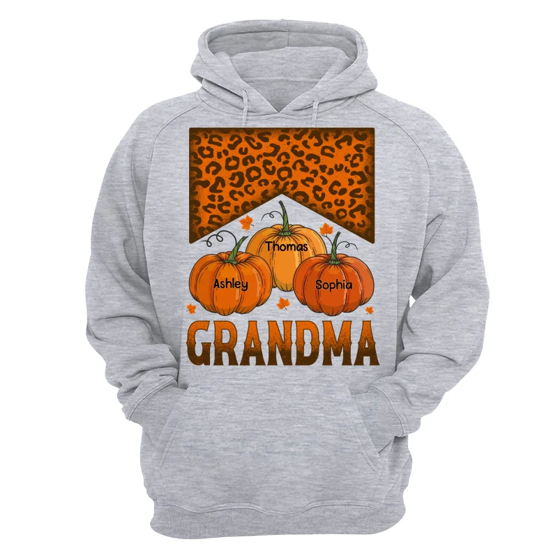 Grandma Mom Fall Season Leopard Pumpkins Personalized Shirt - Image 14