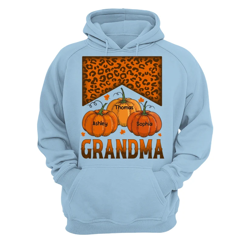 Grandma Mom Fall Season Leopard Pumpkins Personalized Shirt - Image 16