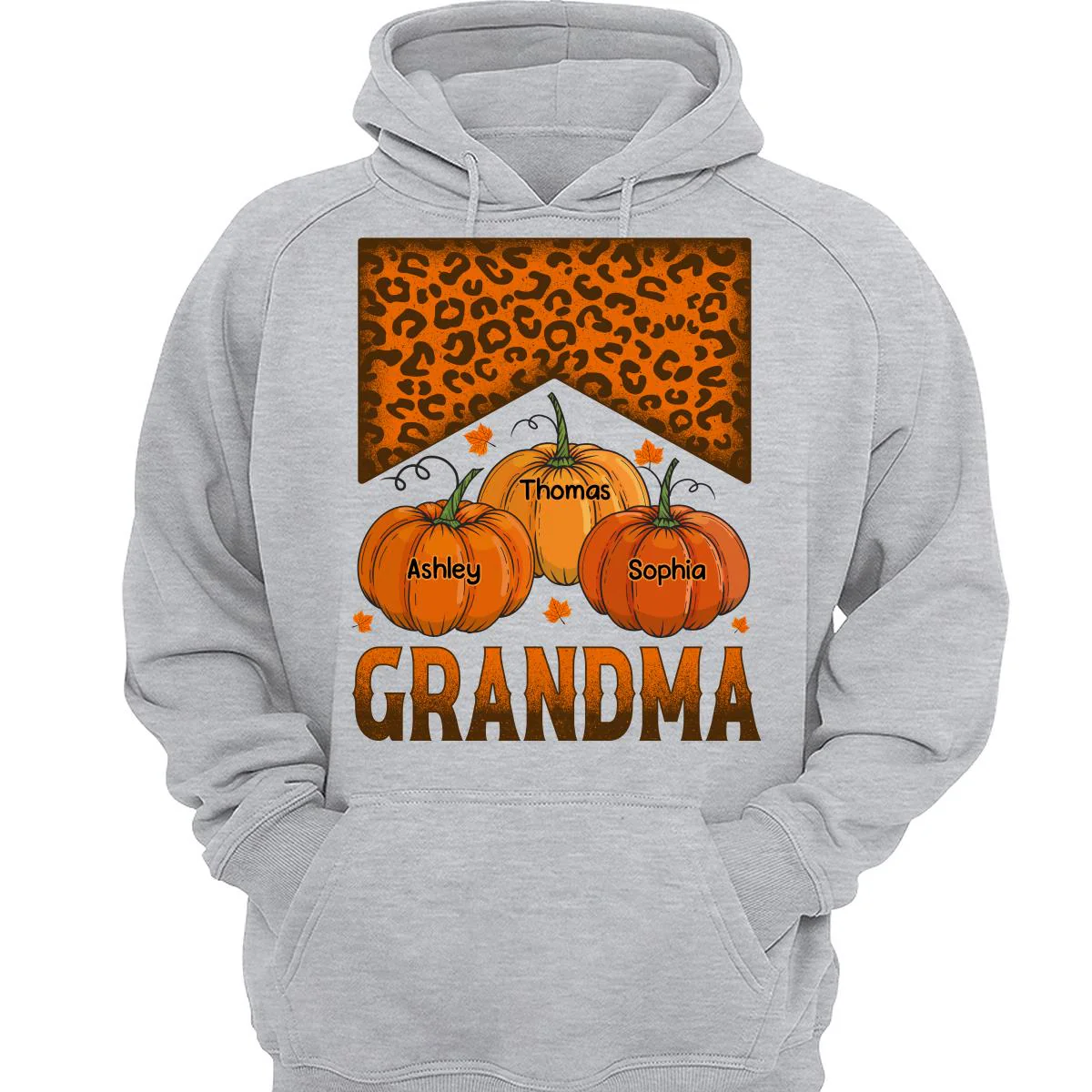 Grandma Mom Fall Season Leopard Pumpkins Personalized Shirt - Image 3