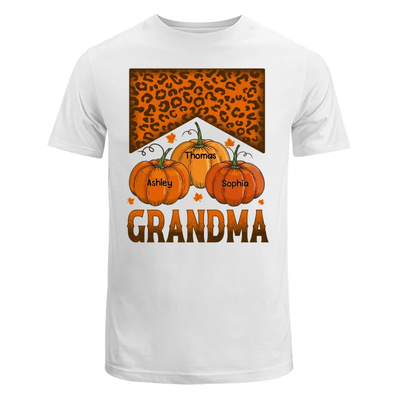 Grandma Mom Fall Season Leopard Pumpkins Personalized Shirt - Image 5