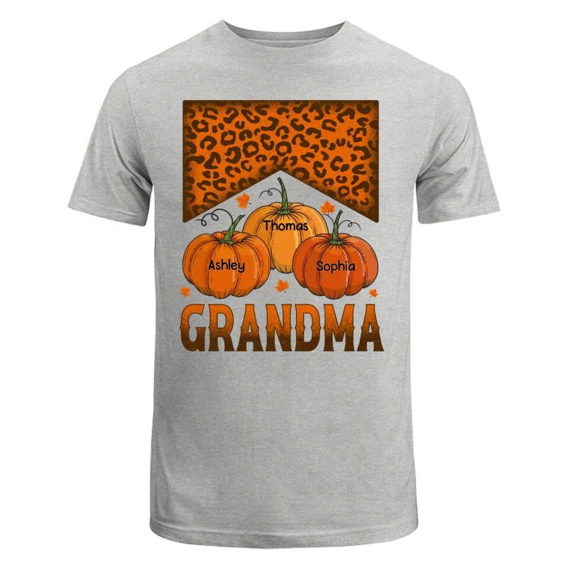 Grandma Mom Fall Season Leopard Pumpkins Personalized Shirt - Image 6