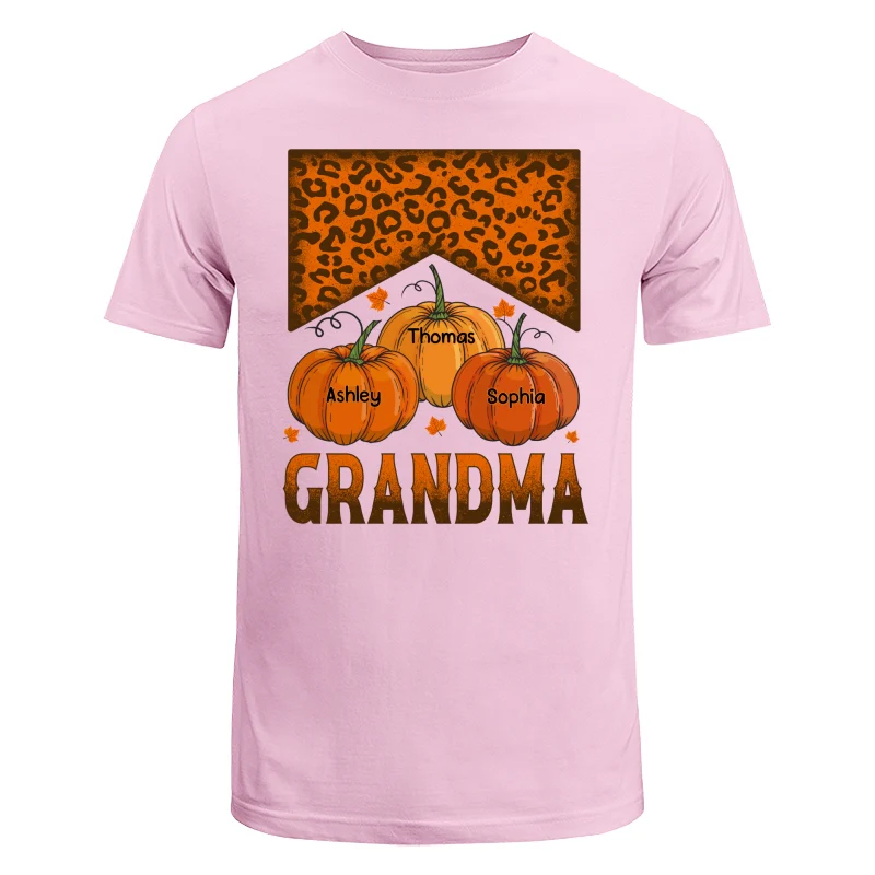 Grandma Mom Fall Season Leopard Pumpkins Personalized Shirt - Image 7