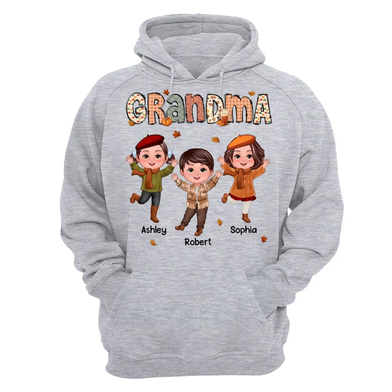 Grandma Mom Fall Season Pattern Happy Doll Kids Personalized Shirt - Image 14