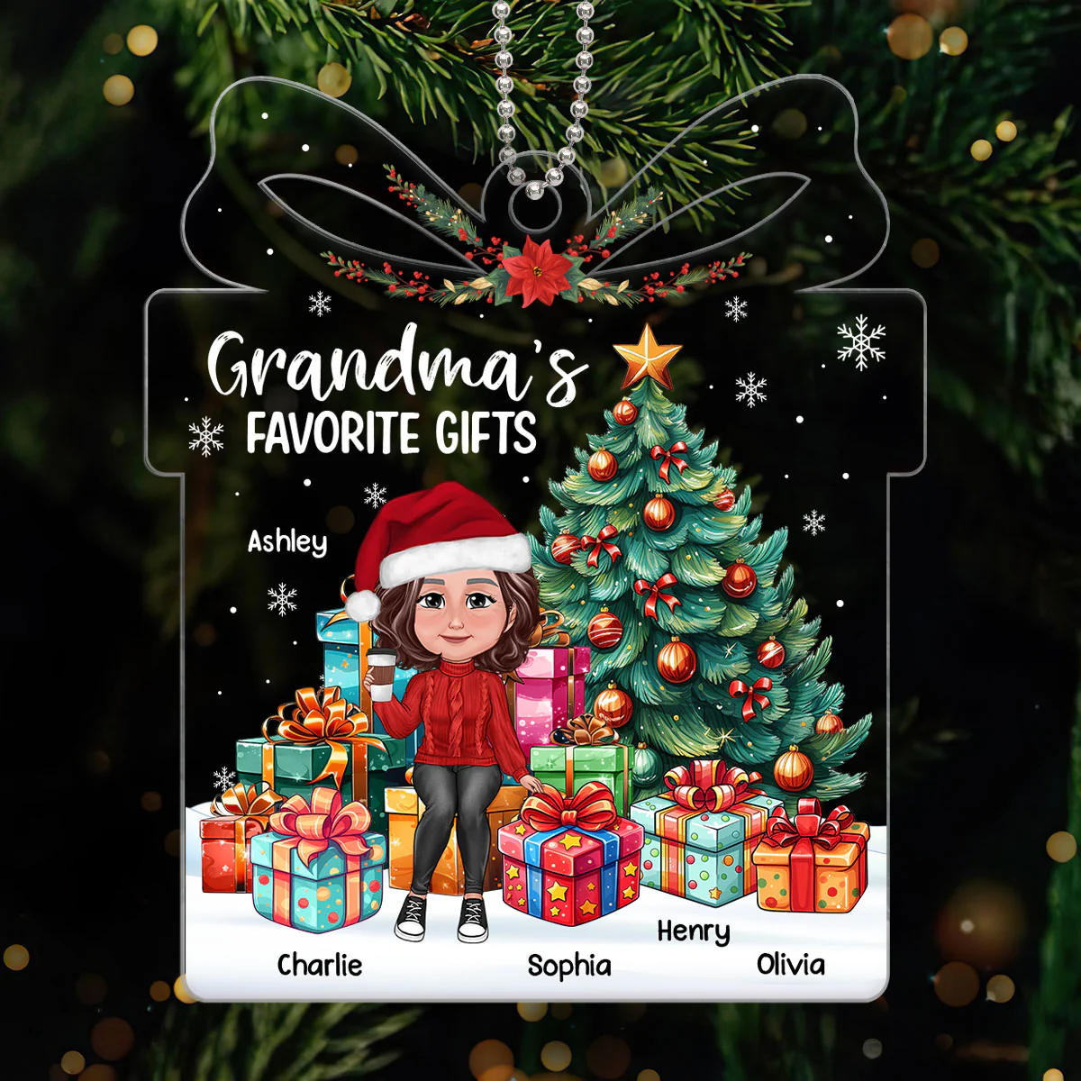 Grandma Mom Favorite Gifts Christmas Personalized Acrylic Ornament