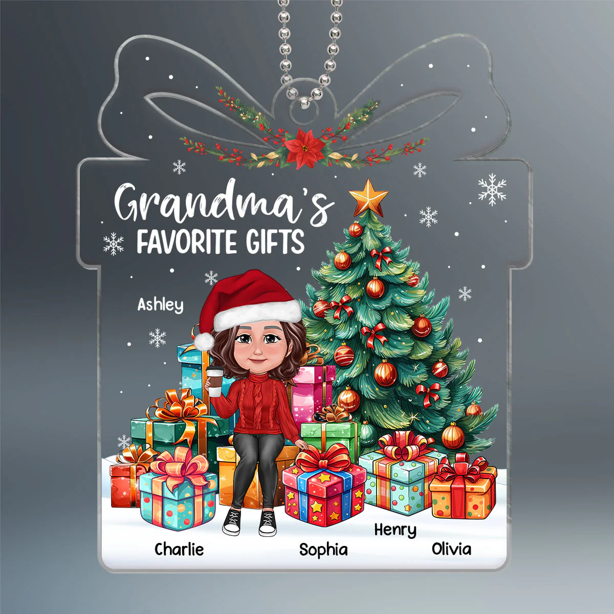 Grandma Mom Favorite Gifts Christmas Personalized Acrylic Ornament - Image 2