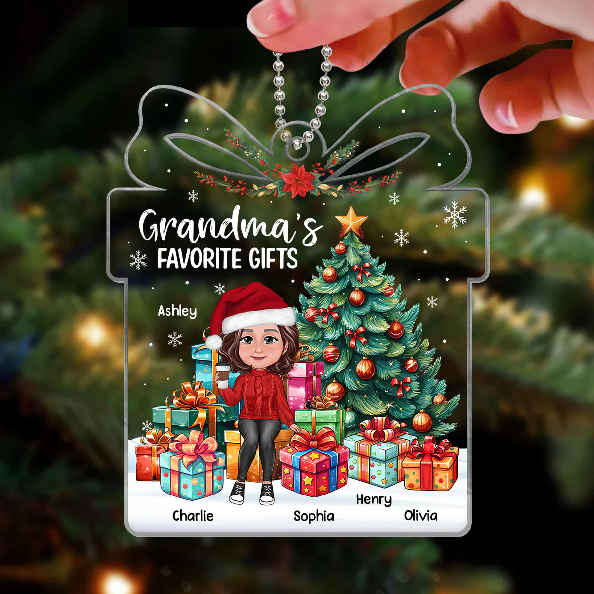 Grandma Mom Favorite Gifts Christmas Personalized Acrylic Ornament - Image 3