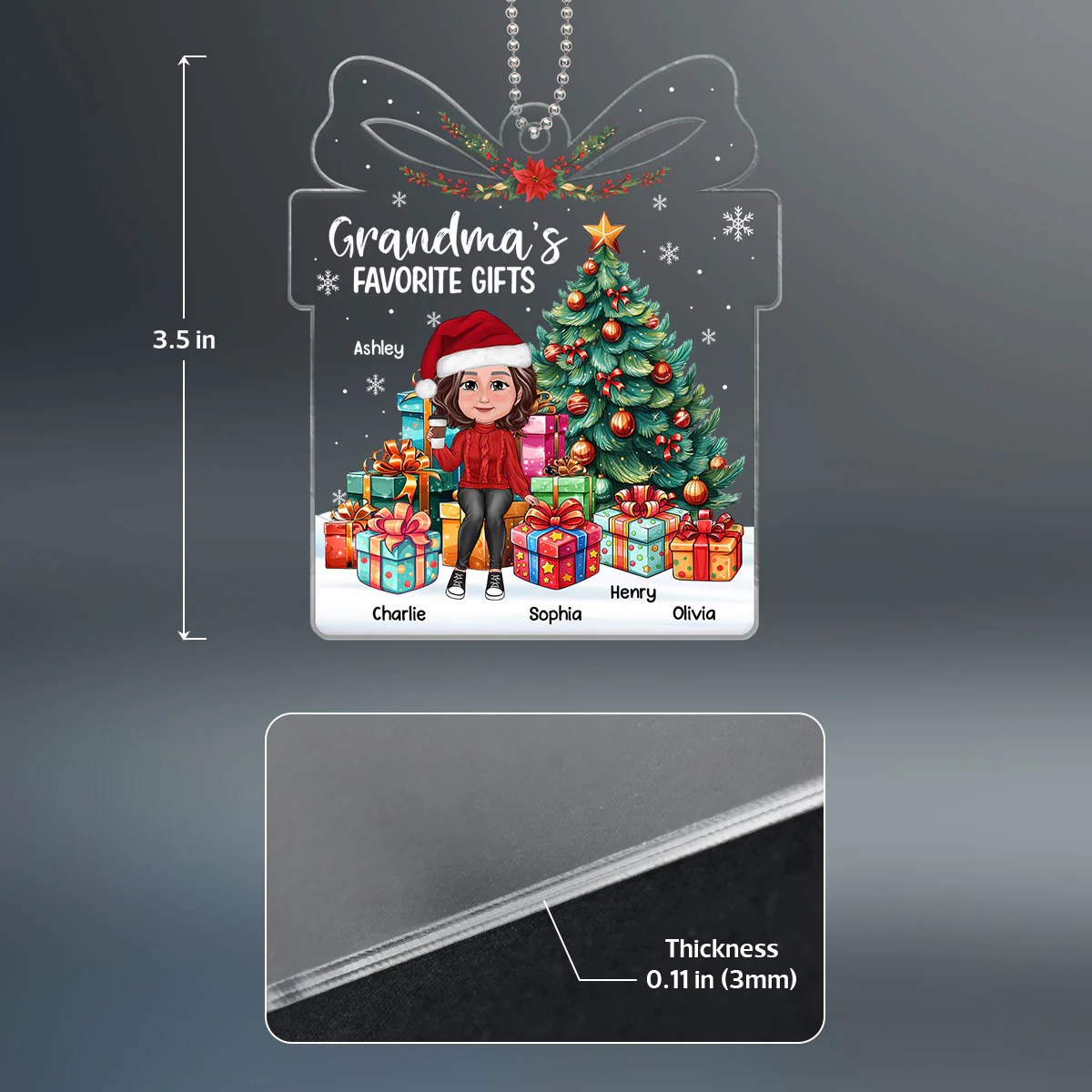 Grandma Mom Favorite Gifts Christmas Personalized Acrylic Ornament - Image 4
