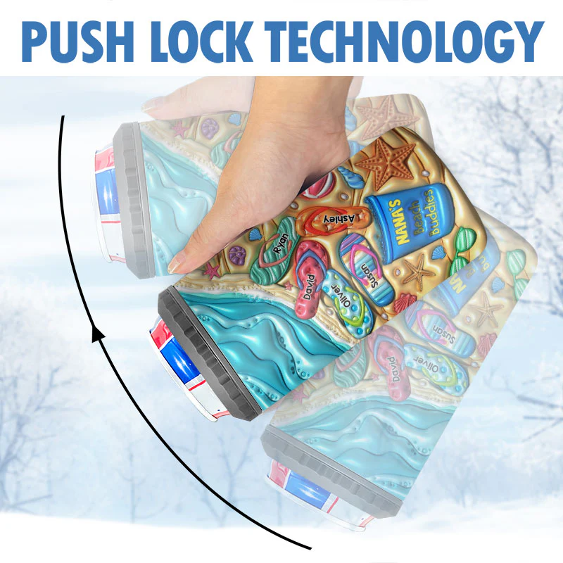 Grandma Mom Flip Flops Summer 3D Inflated Effect Printed Personalized 4 In 1 Can Cooler - Image 5