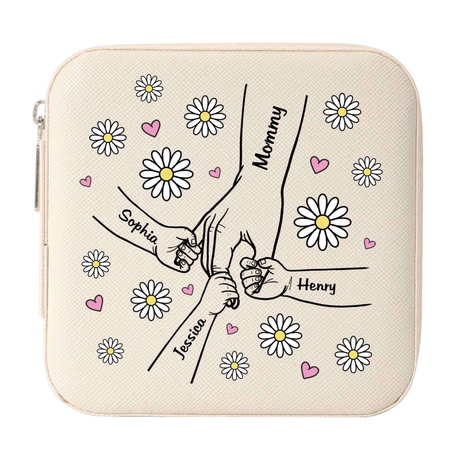 Grandma Mom Flower Kids Holding Hand Outline Personalized Jewelry Box - Image 9
