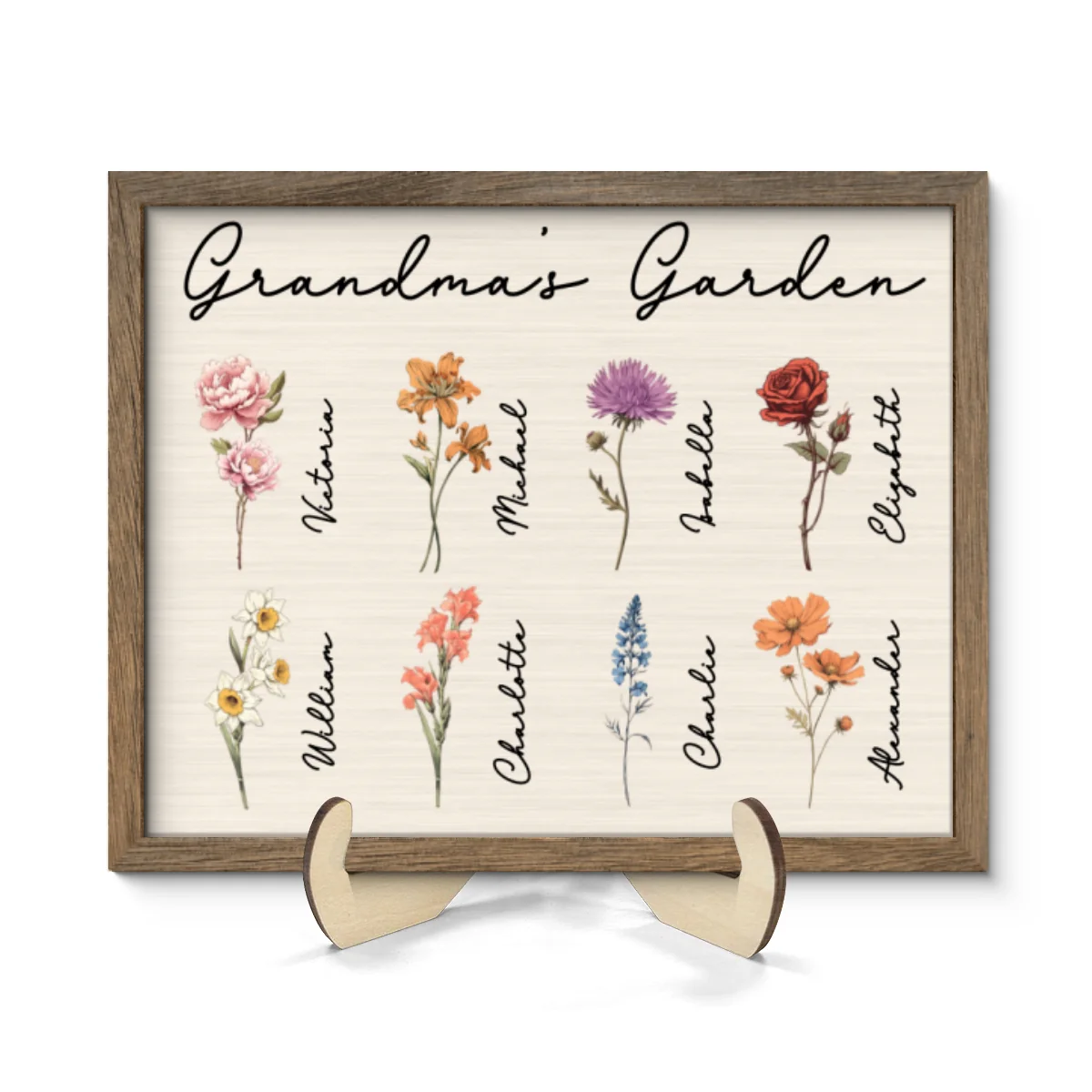 Grandma Mom Garden Vintage Birth Month Flowers Mother‘s Day Gift Personalized 2-Layer Wooden Plaque - Image 8