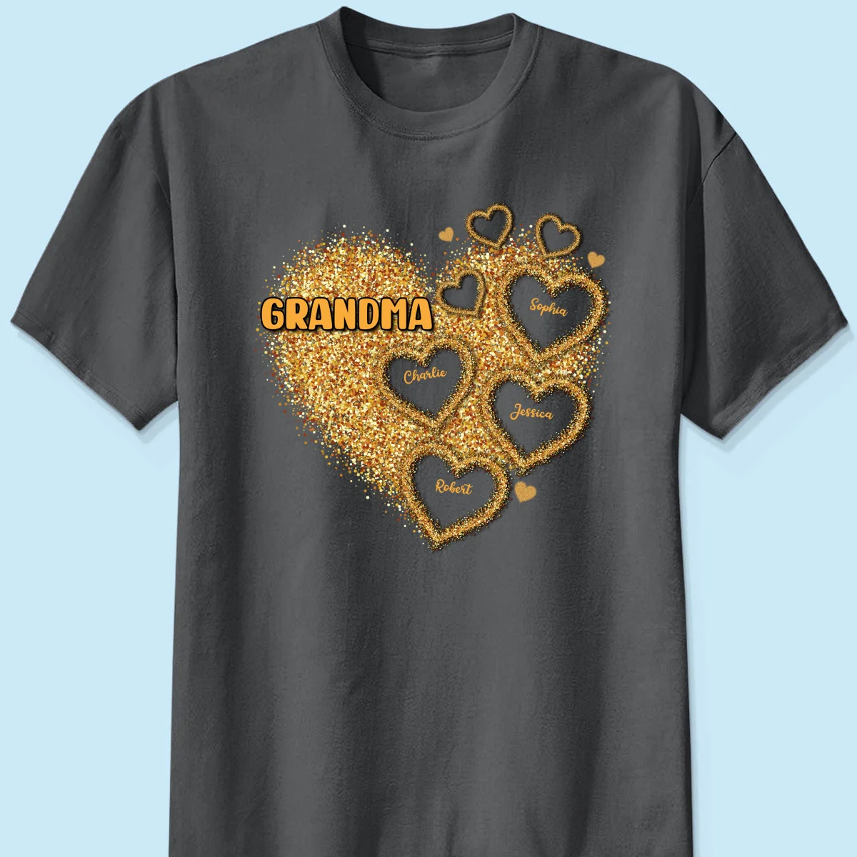 Grandma Mom Gold Glitter Heart Personalized Shirt, Gift For Grandma - Image 10