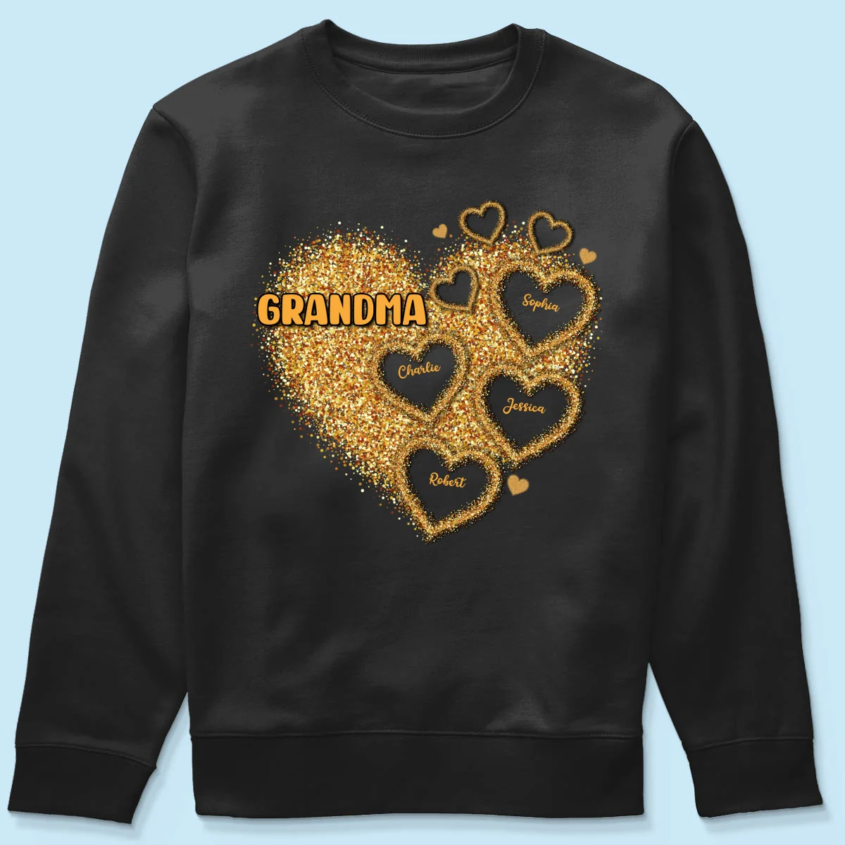 Grandma Mom Gold Glitter Heart Personalized Shirt, Gift For Grandma - Image 11