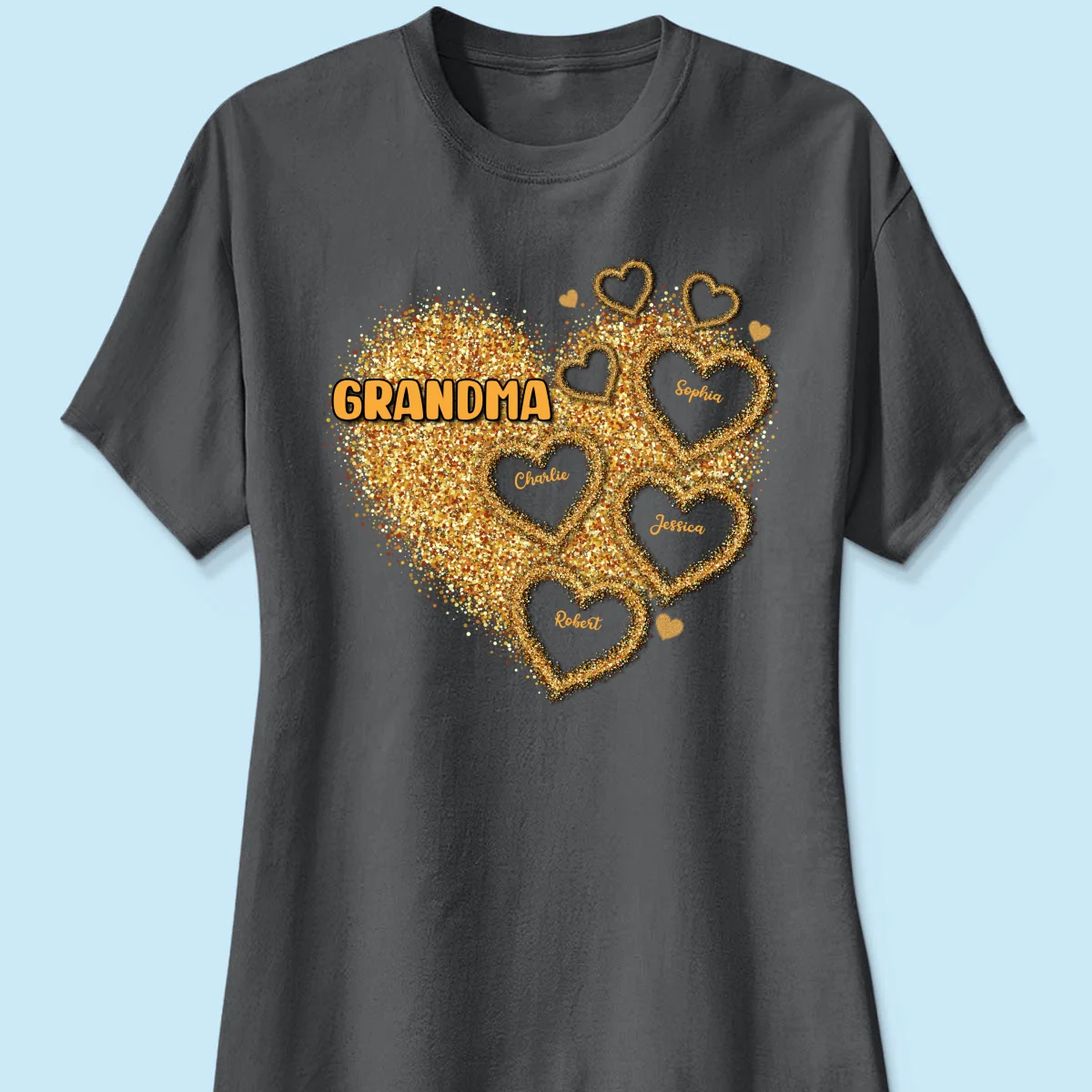 Grandma Mom Gold Glitter Heart Personalized Shirt, Gift For Grandma - Image 16