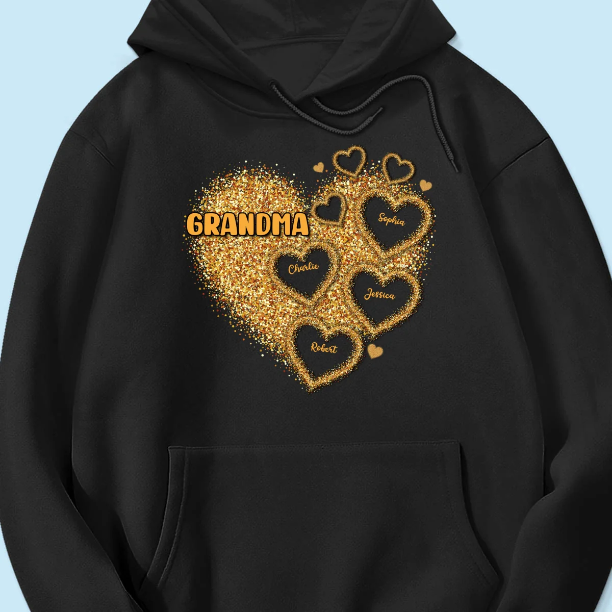 Grandma Mom Gold Glitter Heart Personalized Shirt, Gift For Grandma - Image 17