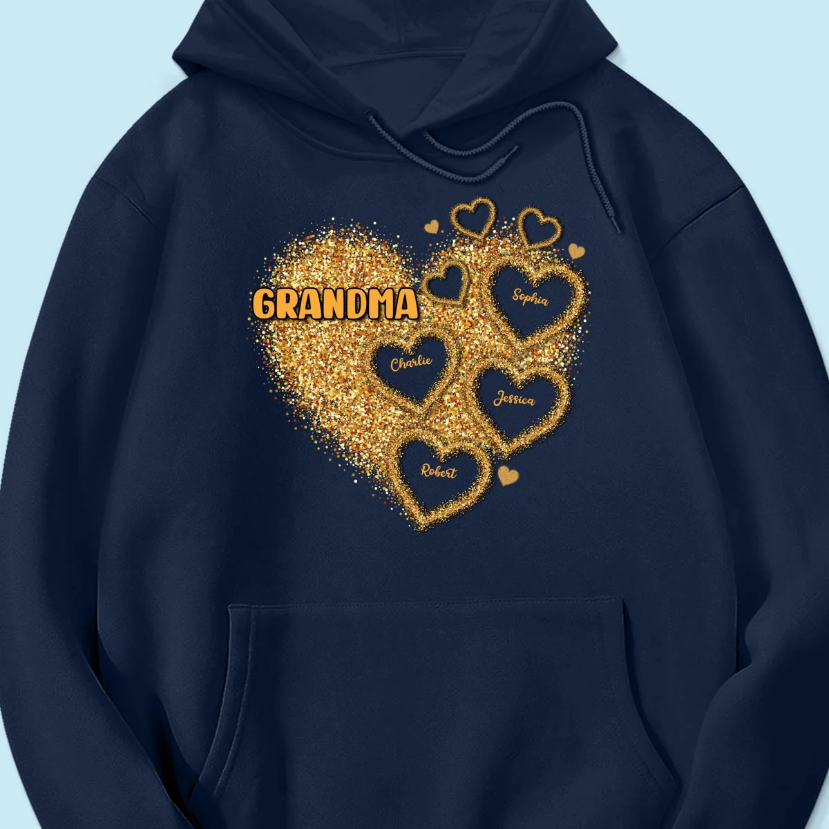 Grandma Mom Gold Glitter Heart Personalized Shirt, Gift For Grandma - Image 18