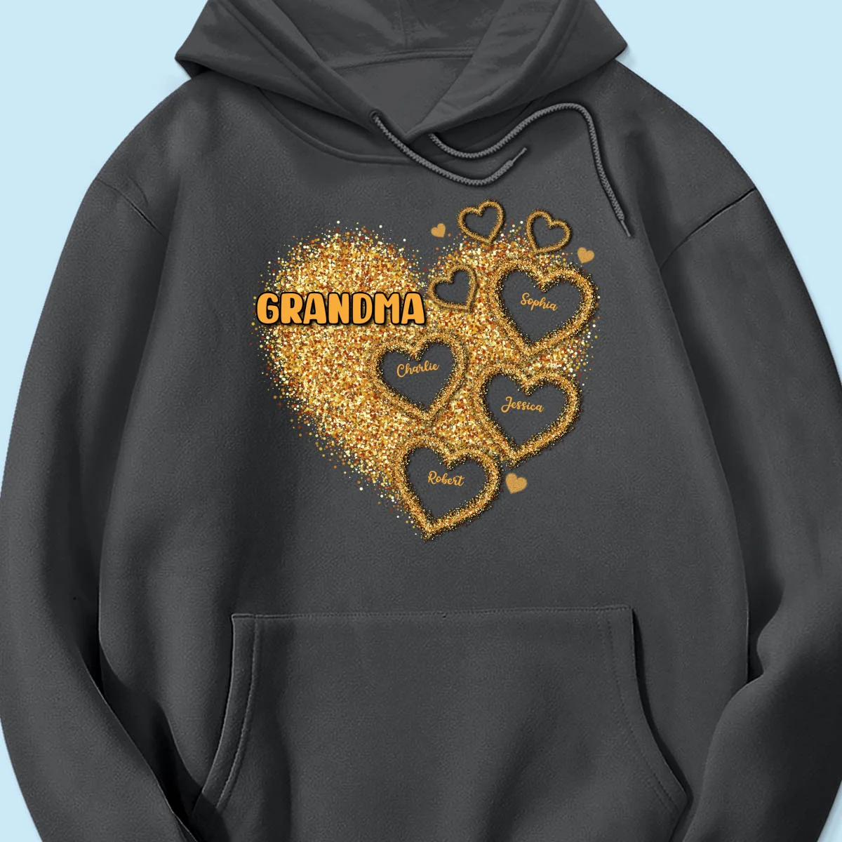 Grandma Mom Gold Glitter Heart Personalized Shirt, Gift For Grandma - Image 19