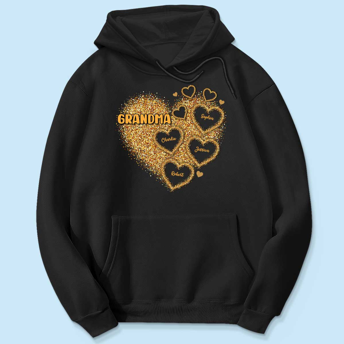 Grandma Mom Gold Glitter Heart Personalized Shirt, Gift For Grandma - Image 6
