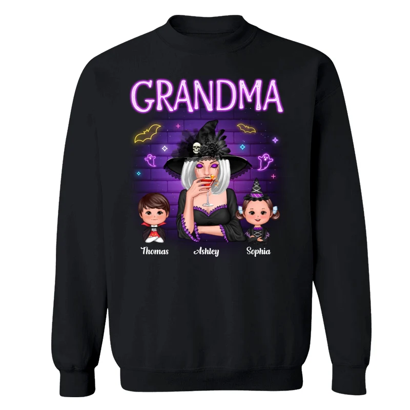 Grandma Mom Halloween Neon Light Personalized Shirt - Image 14