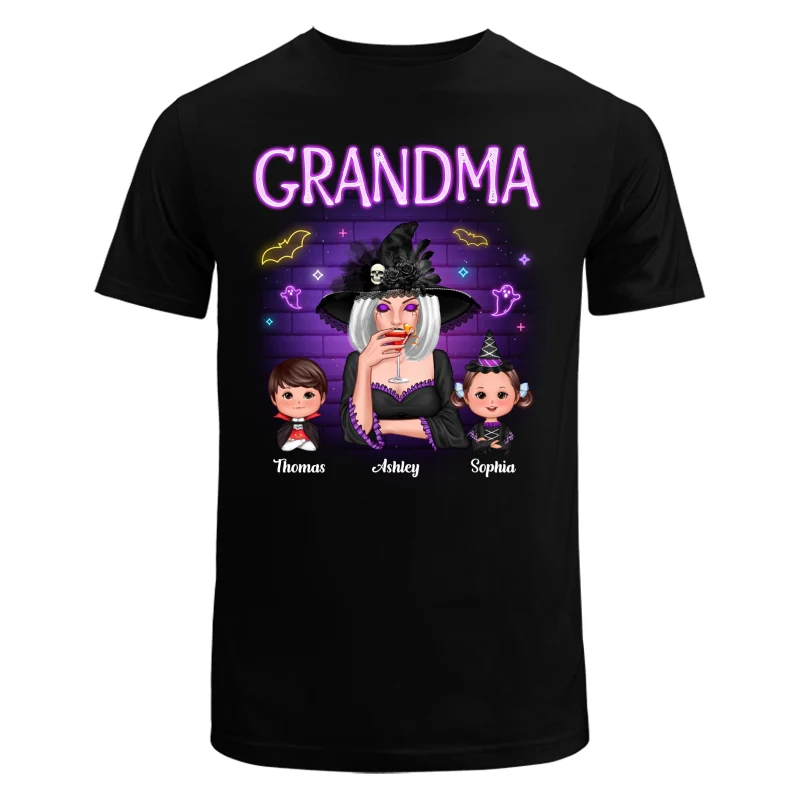 Grandma Mom Halloween Neon Light Personalized Shirt - Image 5