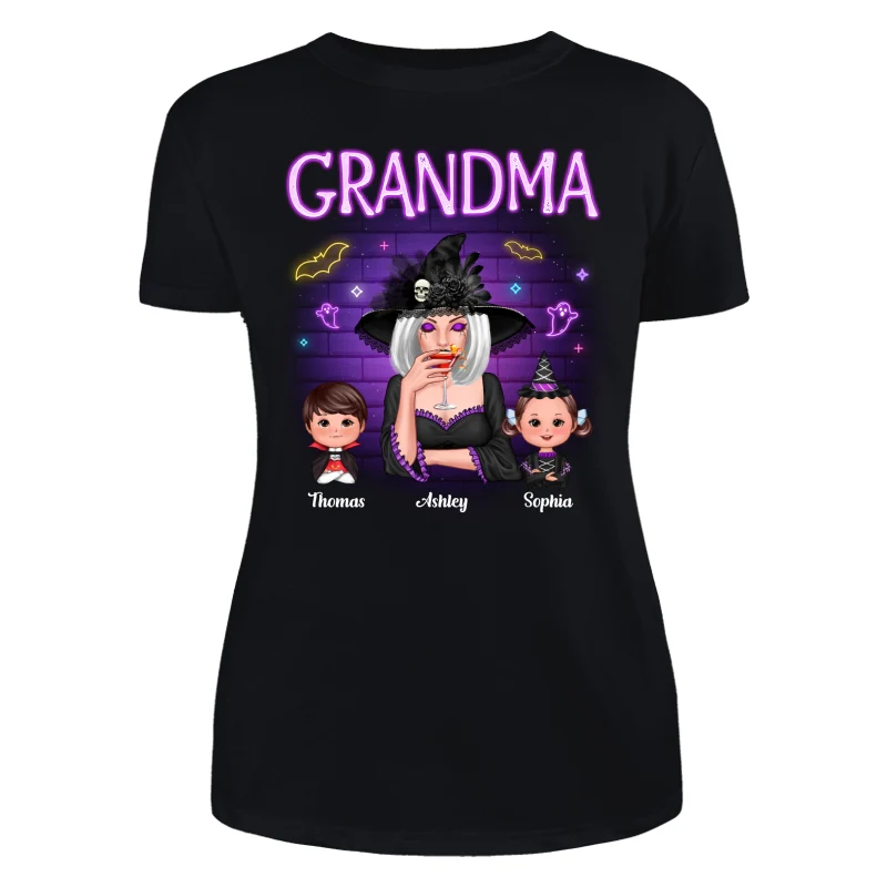 Grandma Mom Halloween Neon Light Personalized Shirt - Image 8