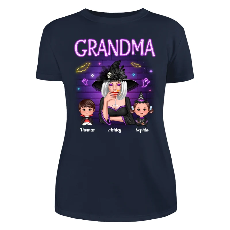 Grandma Mom Halloween Neon Light Personalized Shirt - Image 9