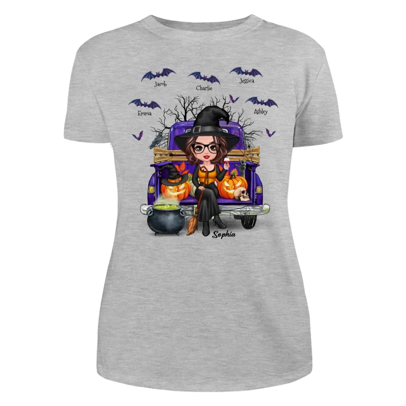 Grandma Mom Halloween On Purple Truck Personalized Shirt - Image 10
