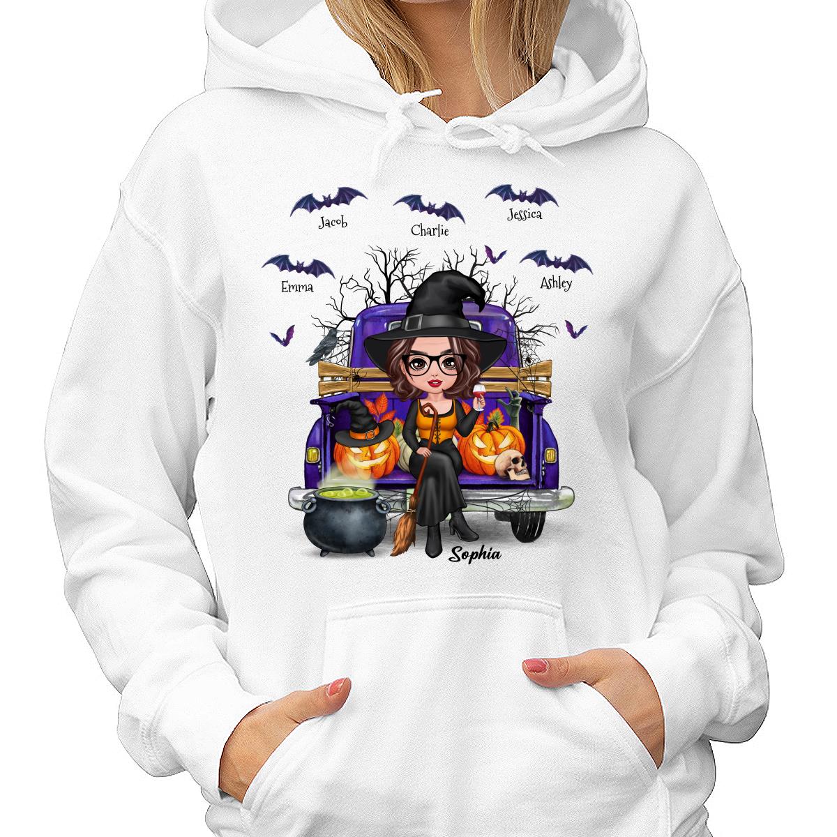 Grandma Mom Halloween On Purple Truck Personalized Shirt - Image 4