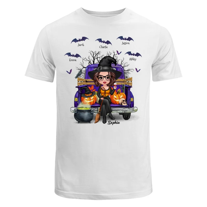 Grandma Mom Halloween On Purple Truck Personalized Shirt - Image 5