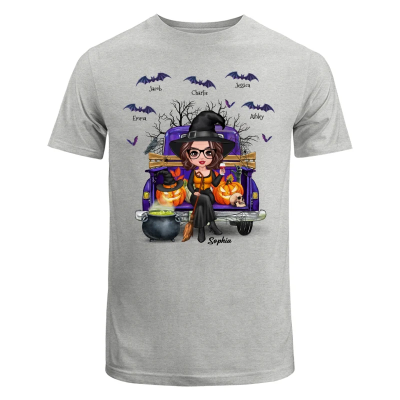Grandma Mom Halloween On Purple Truck Personalized Shirt - Image 6