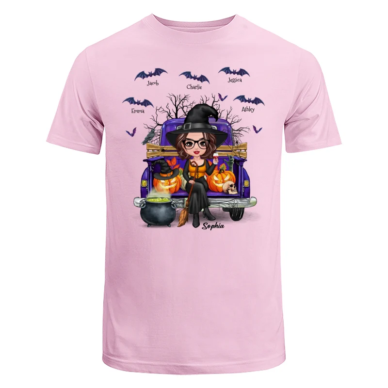 Grandma Mom Halloween On Purple Truck Personalized Shirt - Image 7