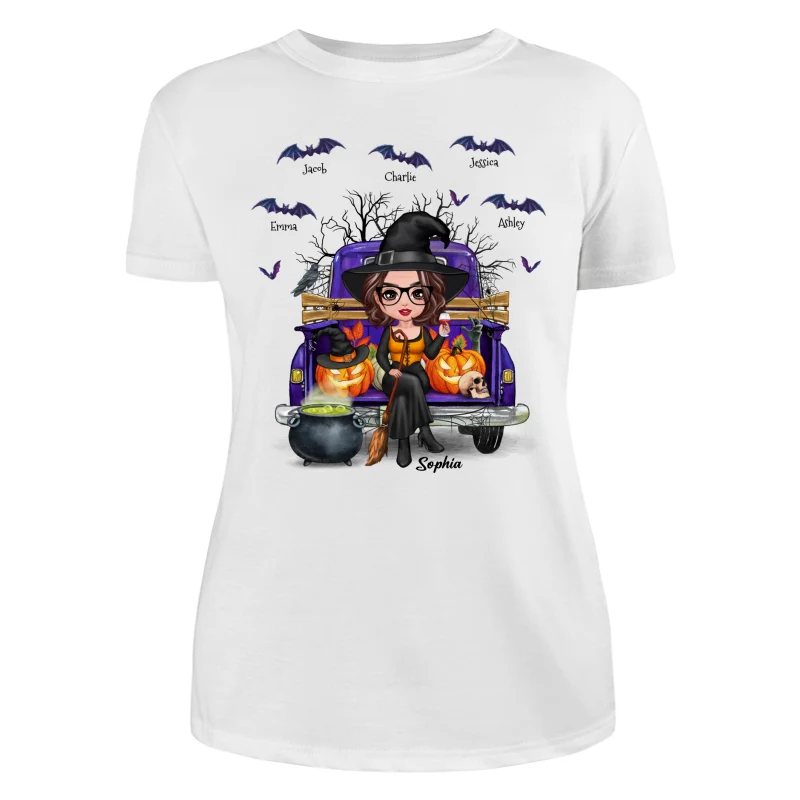 Grandma Mom Halloween On Purple Truck Personalized Shirt - Image 9