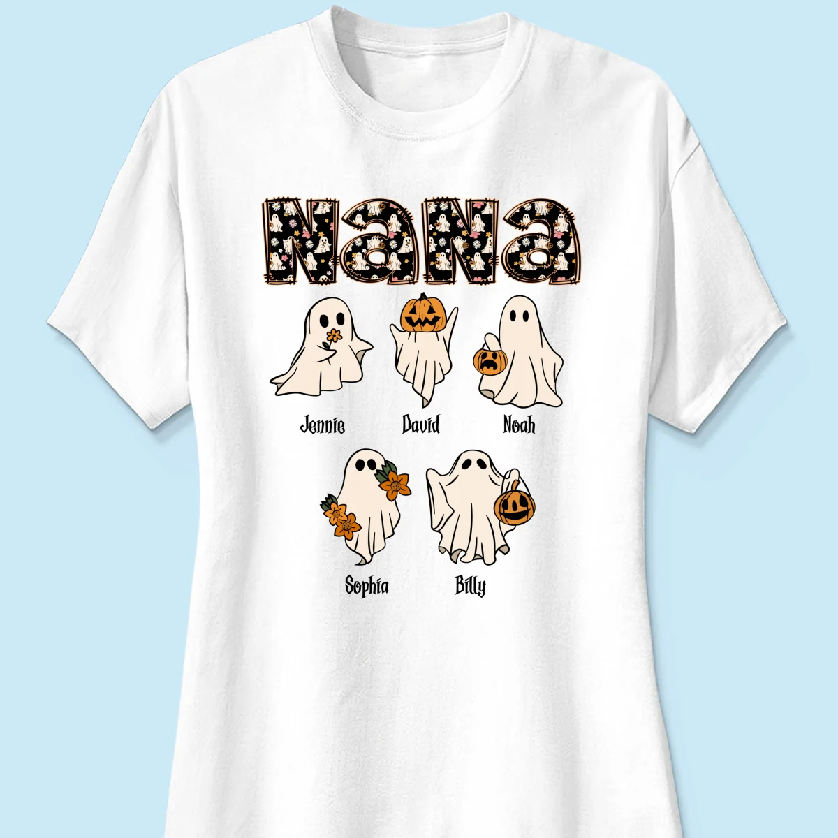 Grandma Mom Halloween Retro Boo Patterned Personalized Shirt - Image 11