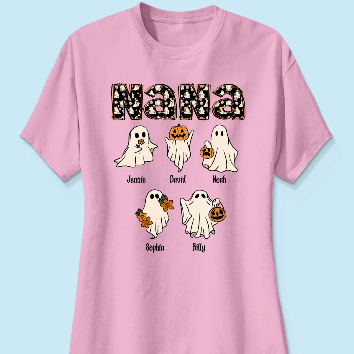 Grandma Mom Halloween Retro Boo Patterned Personalized Shirt - Image 13