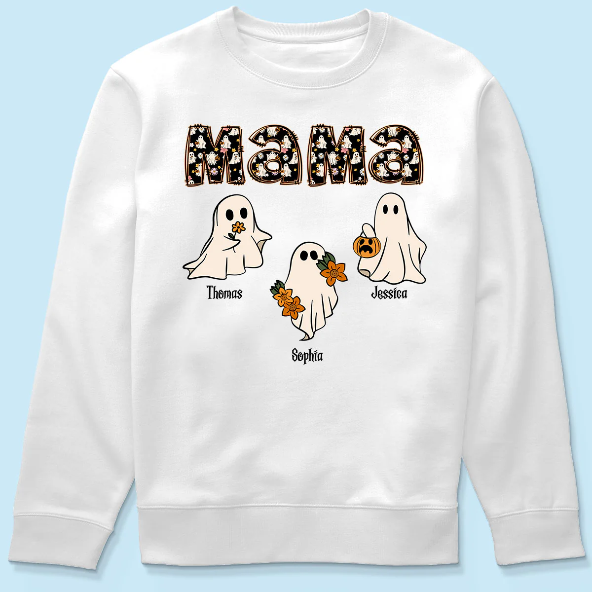 Grandma Mom Halloween Retro Boo Patterned Personalized Shirt - Image 6