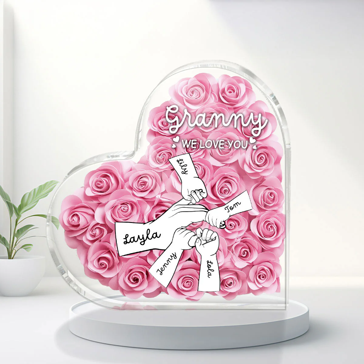 Grandma Mom Hands Roses Heart Personalized Acrylic Block, Mother's Day gift - Image 4