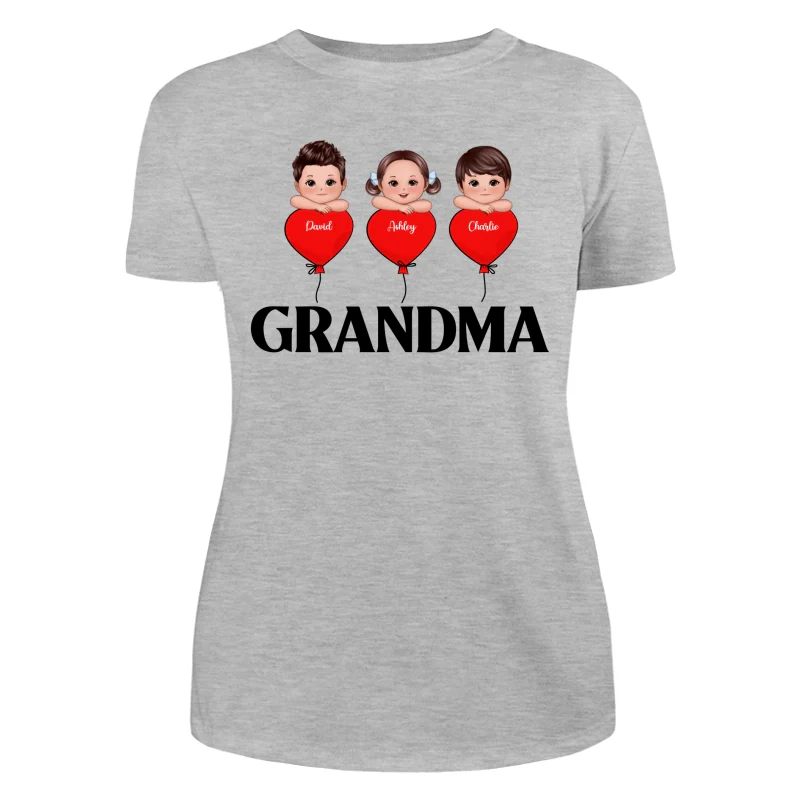 Grandma Mom Heart Balloon Cute Kids Laying Head On Arms Personalized Shirt - Image 10