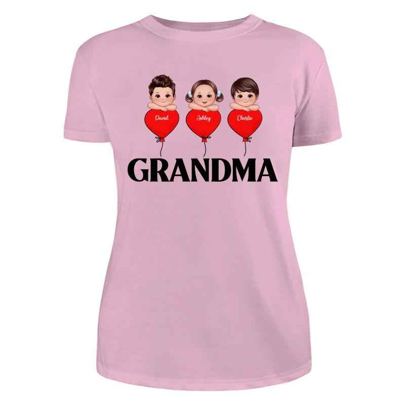 Grandma Mom Heart Balloon Cute Kids Laying Head On Arms Personalized Shirt - Image 11