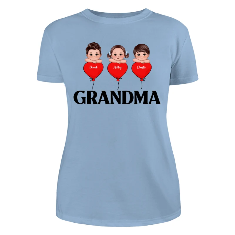 Grandma Mom Heart Balloon Cute Kids Laying Head On Arms Personalized Shirt - Image 12