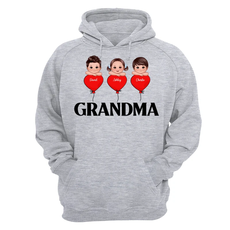 Grandma Mom Heart Balloon Cute Kids Laying Head On Arms Personalized Shirt - Image 14