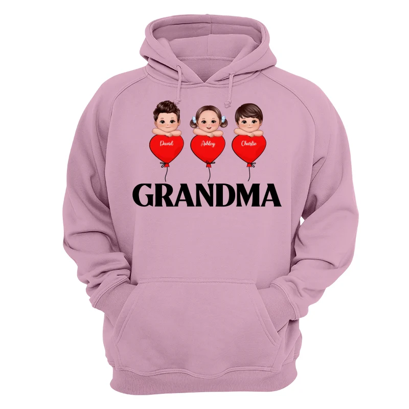 Grandma Mom Heart Balloon Cute Kids Laying Head On Arms Personalized Shirt - Image 15
